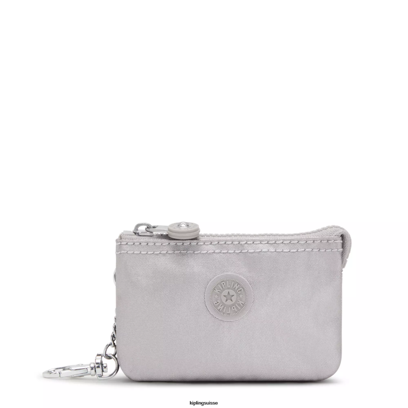 Kipling porte-clés argent lisse métallisé femmes porte-clés métallisé mini pochette créativité FPRN609