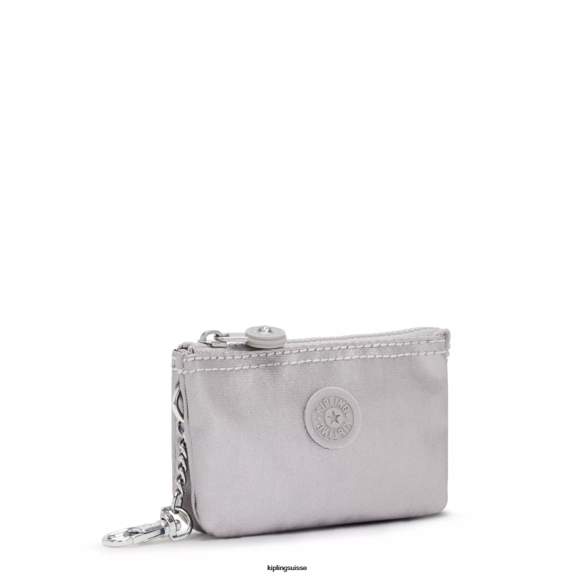 Kipling porte-clés argent lisse métallisé femmes porte-clés métallisé mini pochette créativité FPRN609