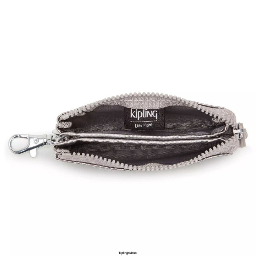 Kipling porte-clés argent lisse métallisé femmes porte-clés métallisé mini pochette créativité FPRN609