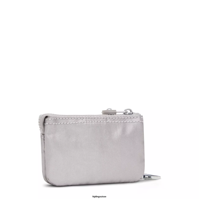 Kipling porte-clés argent lisse métallisé femmes porte-clés métallisé mini pochette créativité FPRN609