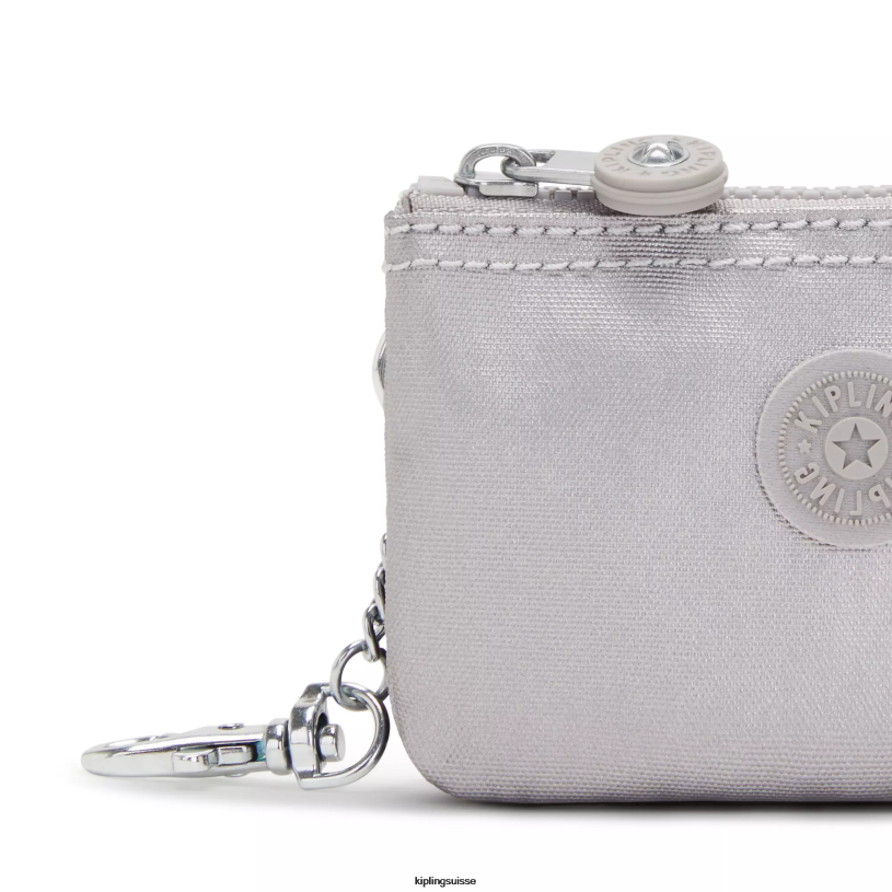 Kipling porte-clés argent lisse métallisé femmes porte-clés métallisé mini pochette créativité FPRN609