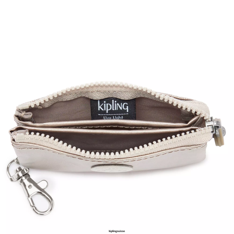 Kipling porte-clés lueur métallique femmes porte-clés métallisé mini pochette créativité FPRN611