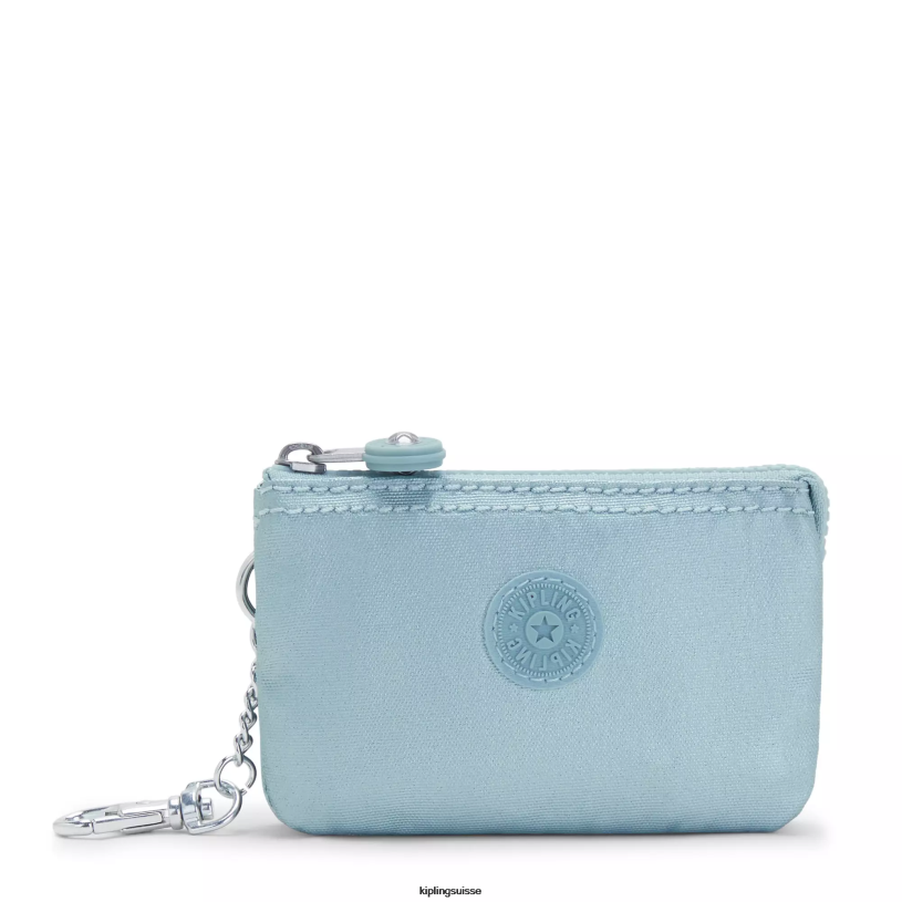 Kipling porte-clés perle sarcelle métallisé femmes porte-clés métallisé mini pochette créativité FPRN608 - Cliquez sur l'image pour la fermer