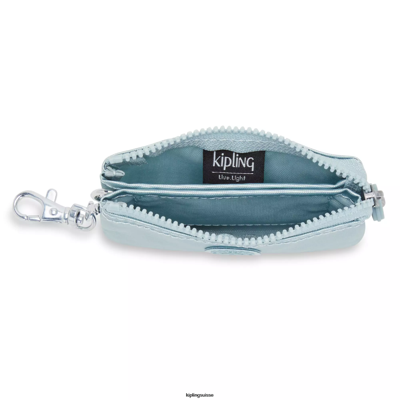 Kipling porte-clés perle sarcelle métallisé femmes porte-clés métallisé mini pochette créativité FPRN608