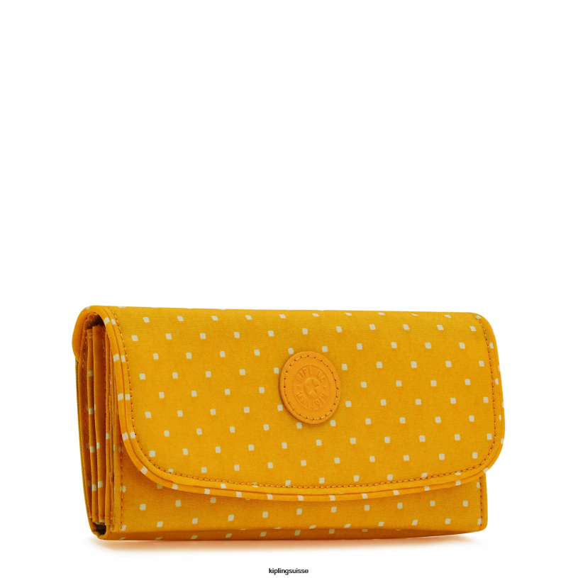 Kipling portefeuilles et bracelets point doux jaune femmes portefeuille pression imprimé money land FPRN310