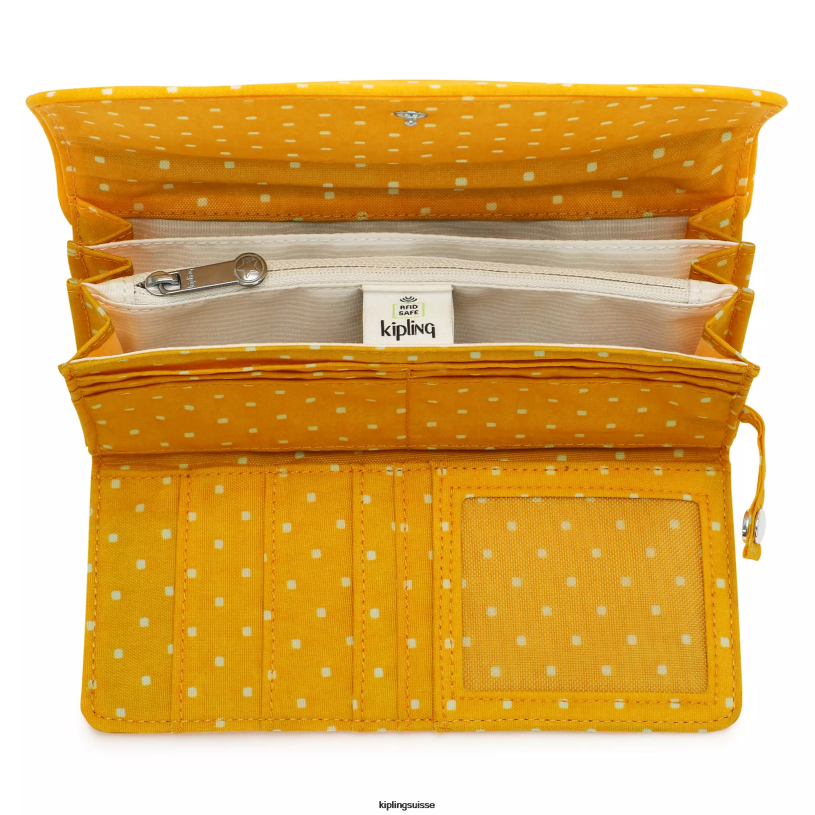 Kipling portefeuilles et bracelets point doux jaune femmes portefeuille pression imprimé money land FPRN310