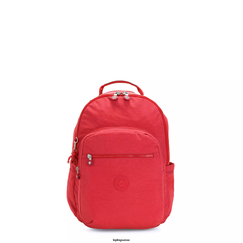 Kipling monogrammable rouge rouge femmes petit sac à dos pour tablette séoul FPRN422