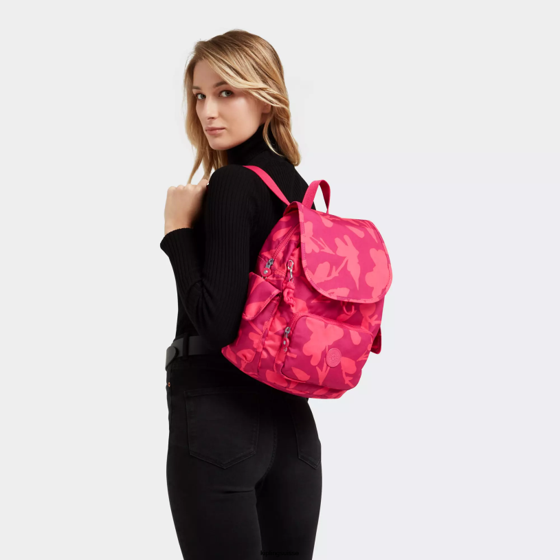 Kipling petits sacs à dos fleur de corail femmes city ​​pack petit sac à dos imprimé FPRN378