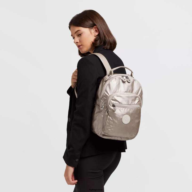 Kipling petits sacs à dos lueur métallique femmes petit sac à dos métallisé pour tablette séoul FPRN418