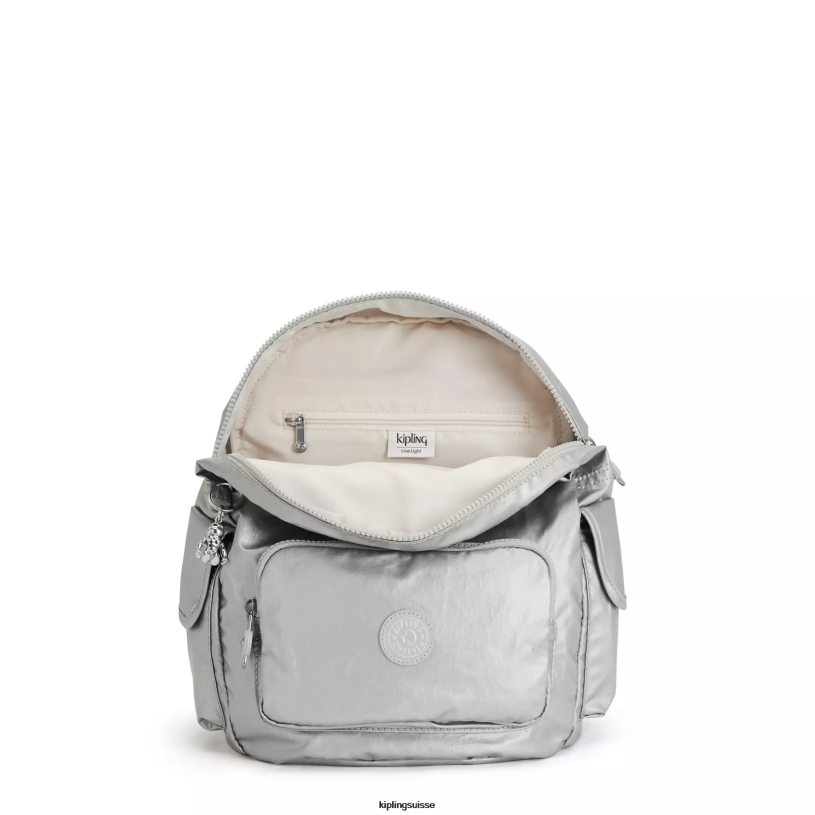 Kipling petits sacs à dos métallique brillant femmes city ​​pack petit sac à dos métallisé FPRN380