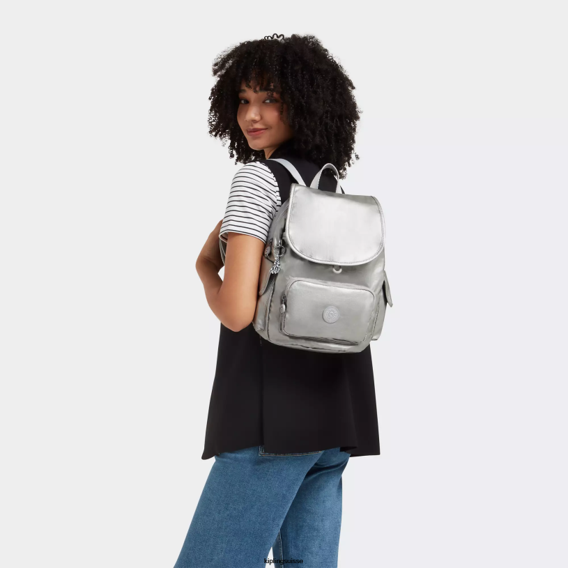 Kipling petits sacs à dos métallique brillant femmes city ​​pack petit sac à dos métallisé FPRN380