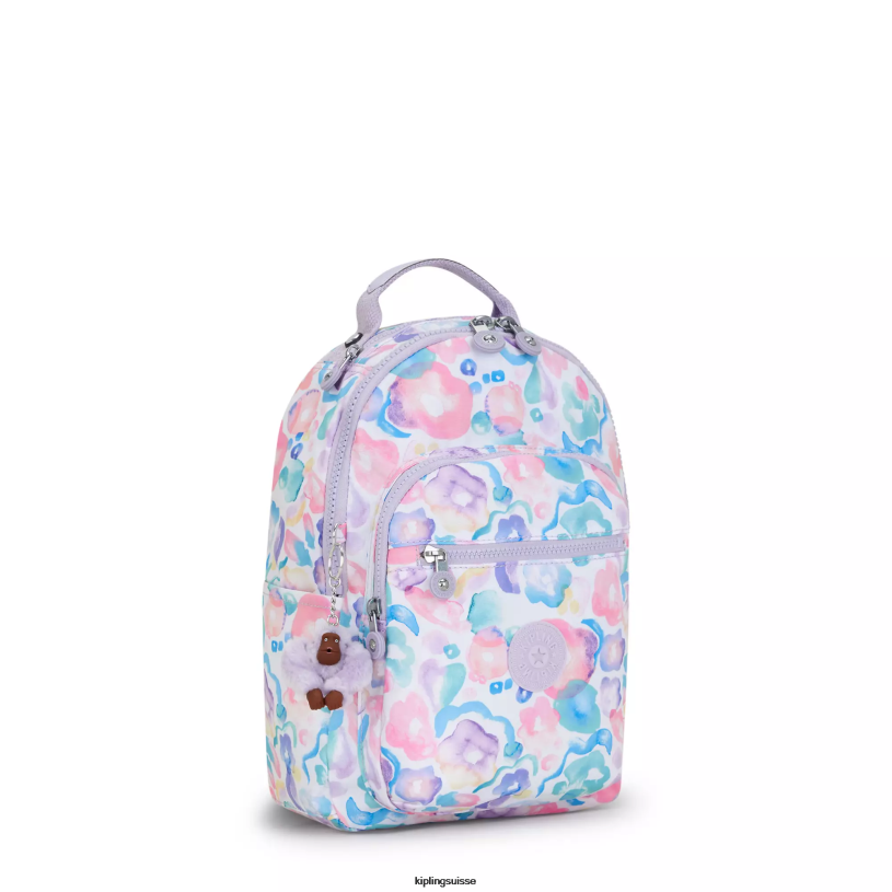 Kipling sacs à dos de mode fleurs aquatiques femmes petit sac à dos pour tablette imprimé séoul FPRN349