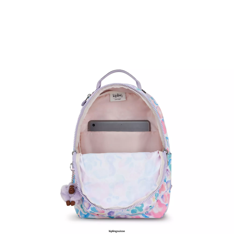 Kipling sacs à dos de mode fleurs aquatiques femmes petit sac à dos pour tablette imprimé séoul FPRN349