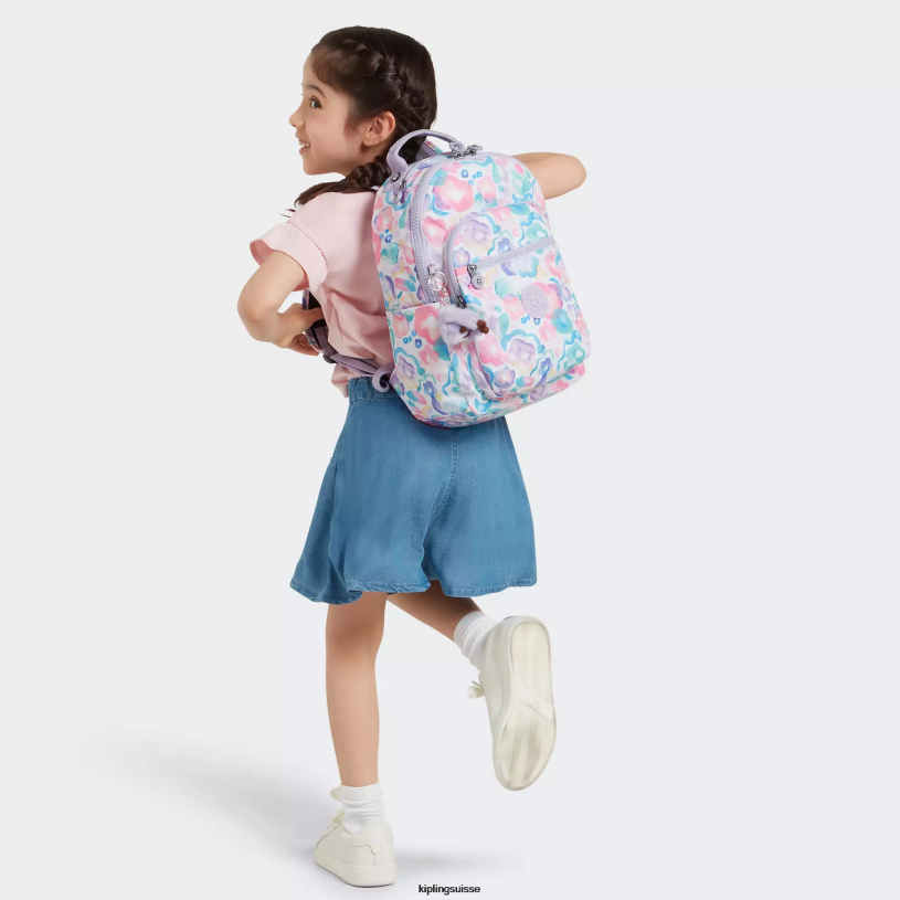 Kipling sacs à dos de mode fleurs aquatiques femmes petit sac à dos pour tablette imprimé séoul FPRN349