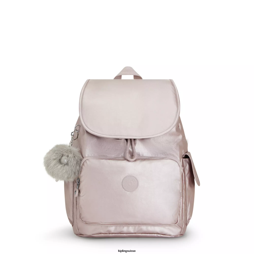 Kipling sacs à dos de mode rose métallique femmes city ​​pack sac à dos métallisé FPRN340