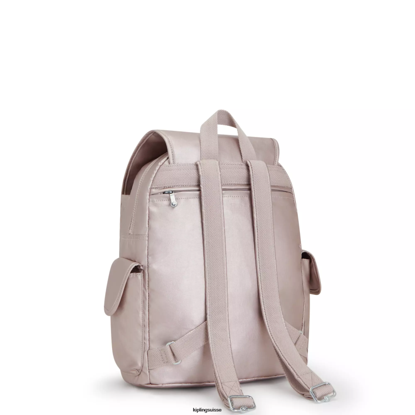 Kipling sacs à dos de mode rose métallique femmes city ​​pack sac à dos métallisé FPRN340