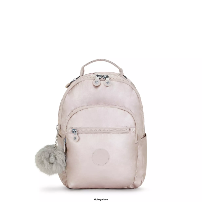 Kipling sacs à dos de mode rose métallique femmes petit sac à dos métallisé pour tablette séoul FPRN356