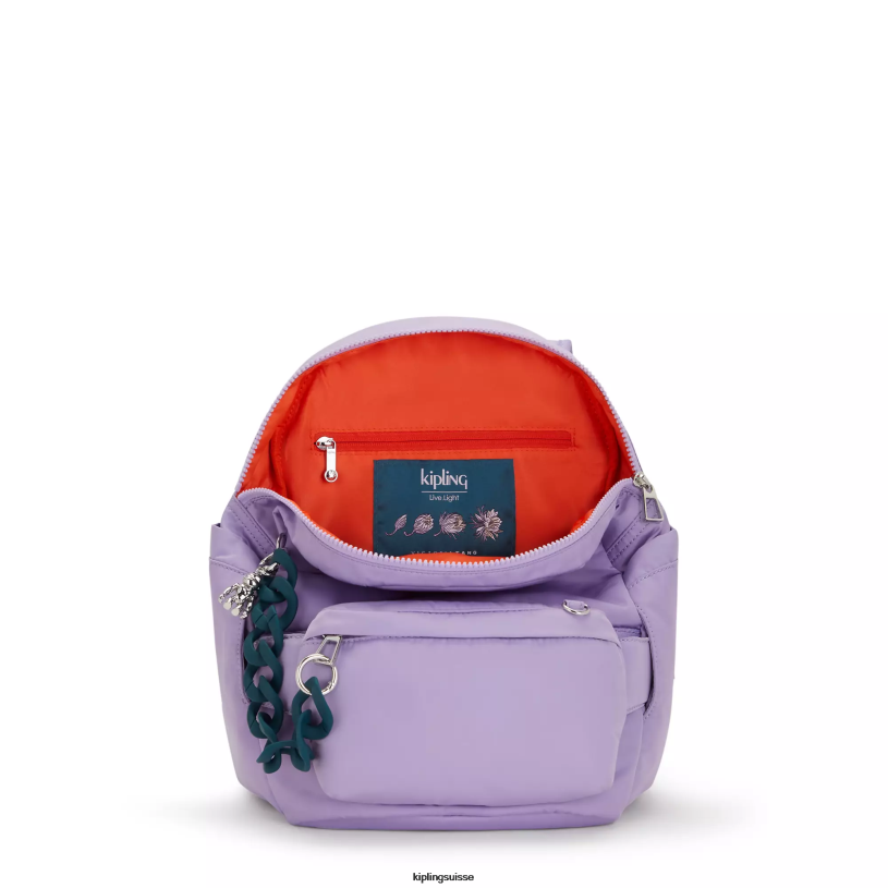 Kipling sacs à dos de mode vt glace lavande femmes city ​​pack petit sac à dos convertible victoria tang FPRN361