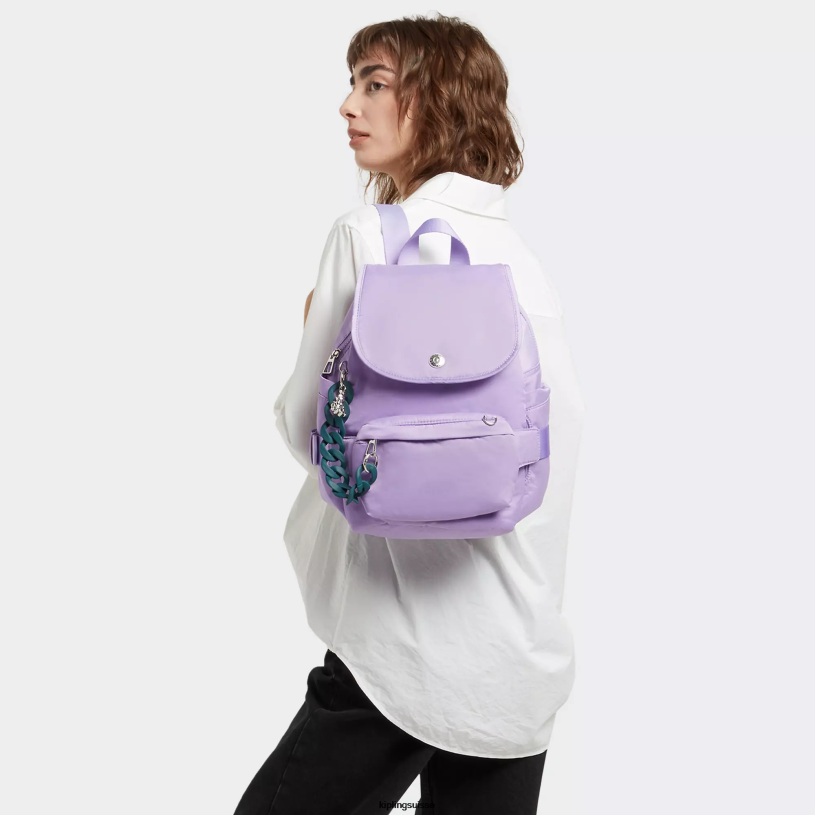 Kipling sacs à dos de mode vt glace lavande femmes city ​​pack petit sac à dos convertible victoria tang FPRN361