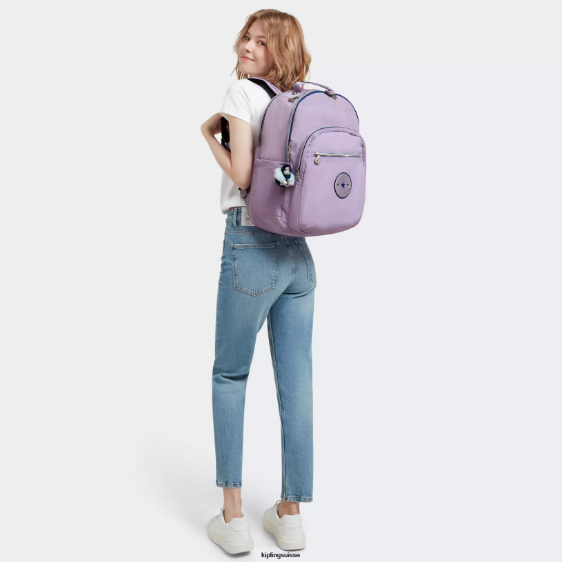 Kipling sacs à dos pour ordinateur portable amusement lilas sans fin femmes séoul ​​très grand sac à dos pour ordinateur portable 17" FPRN441