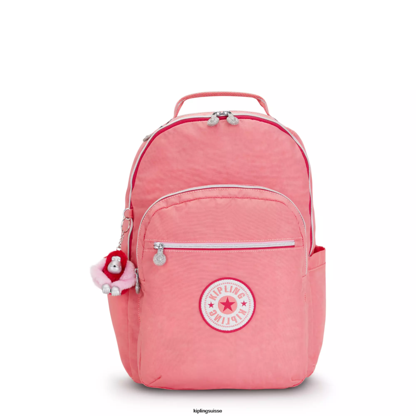 Kipling sacs à dos pour ordinateur portable amusement rose joyeux femmes grand sac à dos pour ordinateur portable 15" séoul FPRN443