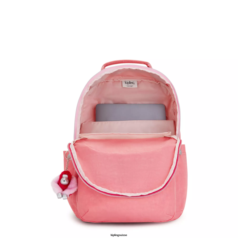 Kipling sacs à dos pour ordinateur portable amusement rose joyeux femmes grand sac à dos pour ordinateur portable 15" séoul FPRN443