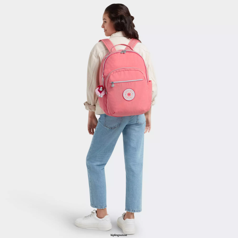 Kipling sacs à dos pour ordinateur portable amusement rose joyeux femmes grand sac à dos pour ordinateur portable 15" séoul FPRN443