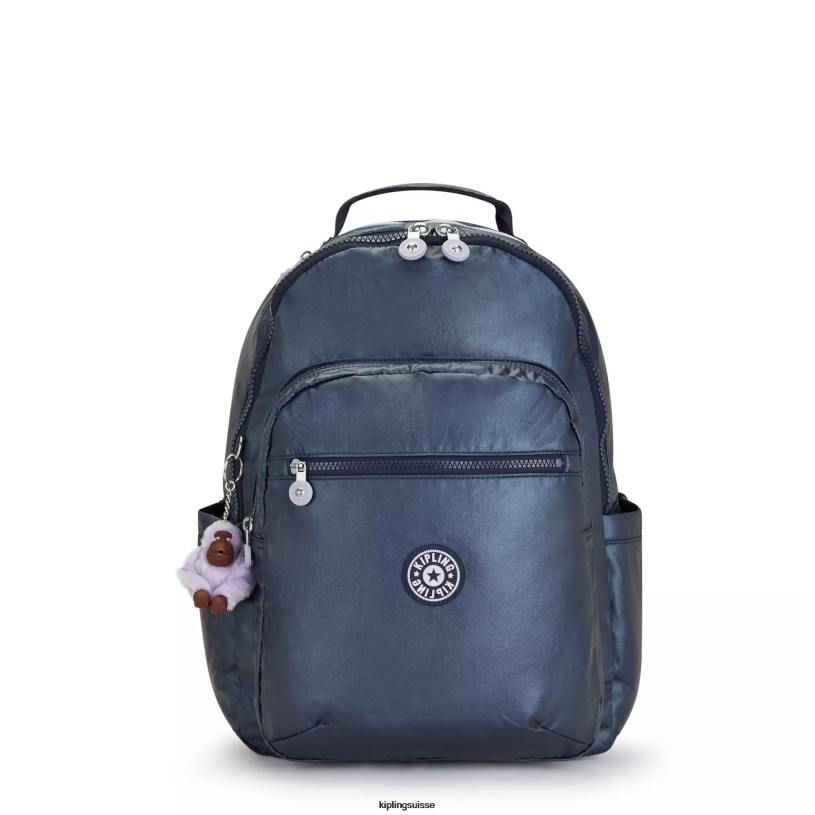 Kipling sacs à dos pour ordinateur portable bleu amiral femmes séoul ​​grand sac à dos métallique pour ordinateur portable 15" FPRN460