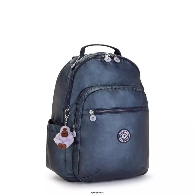 Kipling sacs à dos pour ordinateur portable bleu amiral femmes séoul ​​grand sac à dos métallique pour ordinateur portable 15" FPRN460