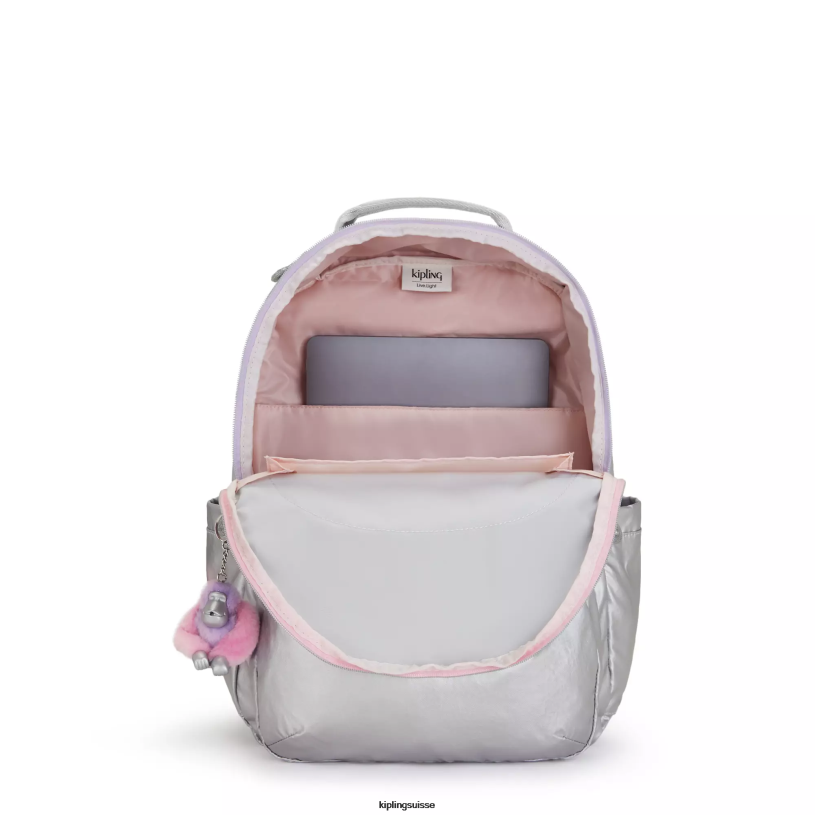 Kipling sacs à dos pour ordinateur portable bonbon métal amusant femmes séoul ​​grand sac à dos métallique pour ordinateur portable 15" FPRN448