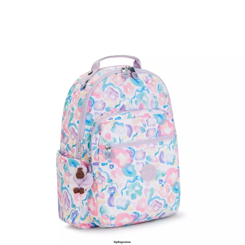 Kipling sacs à dos pour ordinateur portable fleurs aquatiques femmes séoul ​​grand sac à dos pour ordinateur portable 15" imprimé FPRN469