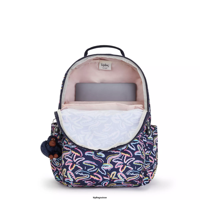 Kipling sacs à dos pour ordinateur portable impression de fête des palmiers femmes séoul ​​grand sac à dos pour ordinateur portable 15" imprimé FPRN466