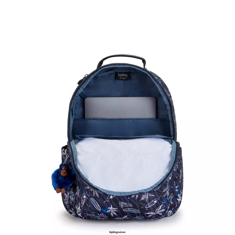 Kipling sacs à dos pour ordinateur portable impression de mer de surf femmes séoul ​​grand sac à dos pour ordinateur portable 15" imprimé FPRN464