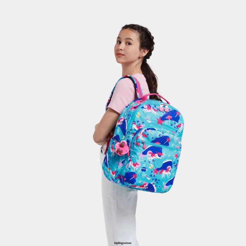 Kipling sacs à dos pour ordinateur portable licornes de l'espace femmes séoul ​​grand sac à dos pour ordinateur portable 15" imprimé FPRN463