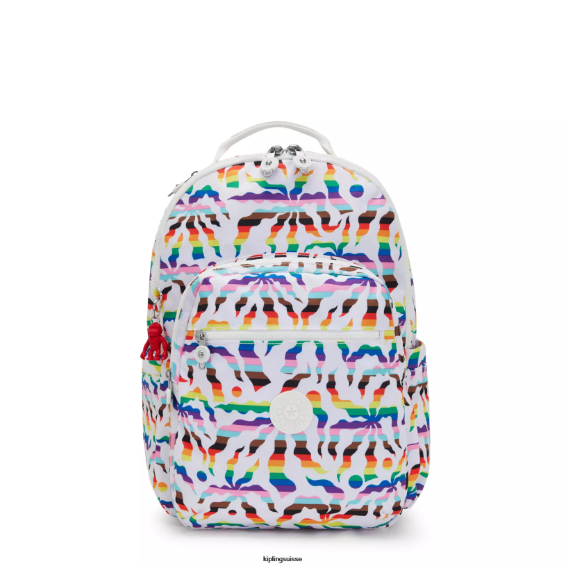 Kipling sacs à dos pour ordinateur portable palmier arc-en-ciel femmes séoul ​​grand sac à dos pour ordinateur portable 15" imprimé FPRN345