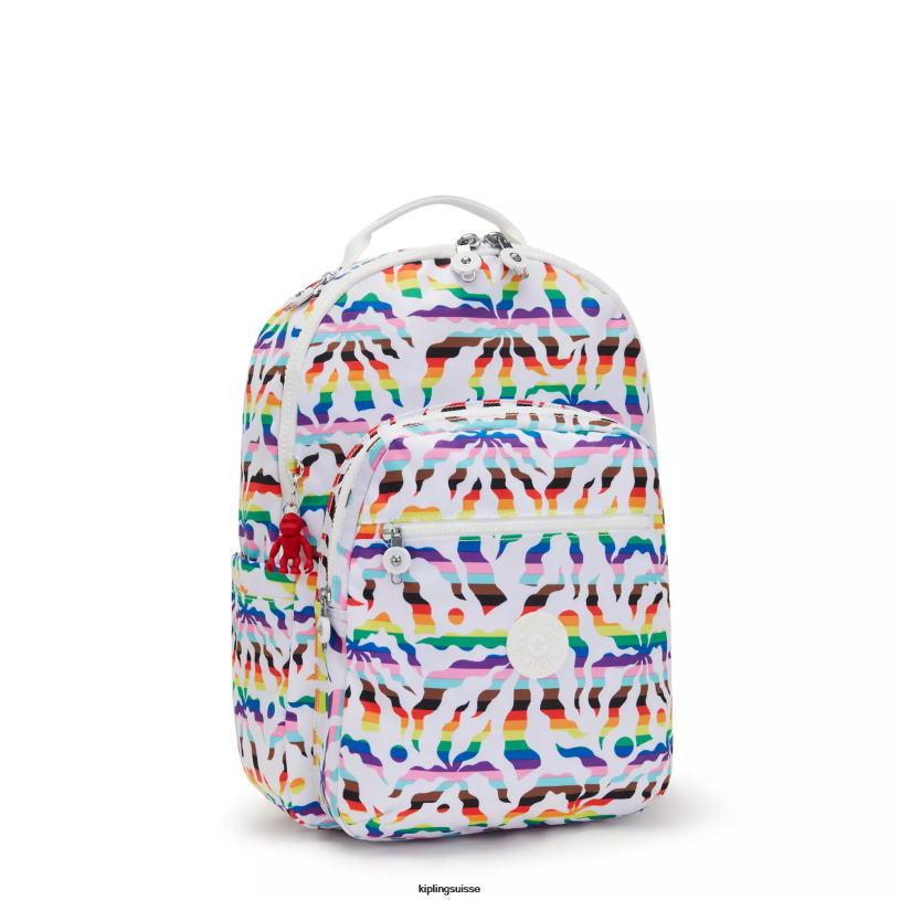 Kipling sacs à dos pour ordinateur portable palmier arc-en-ciel femmes séoul ​​grand sac à dos pour ordinateur portable 15" imprimé FPRN345