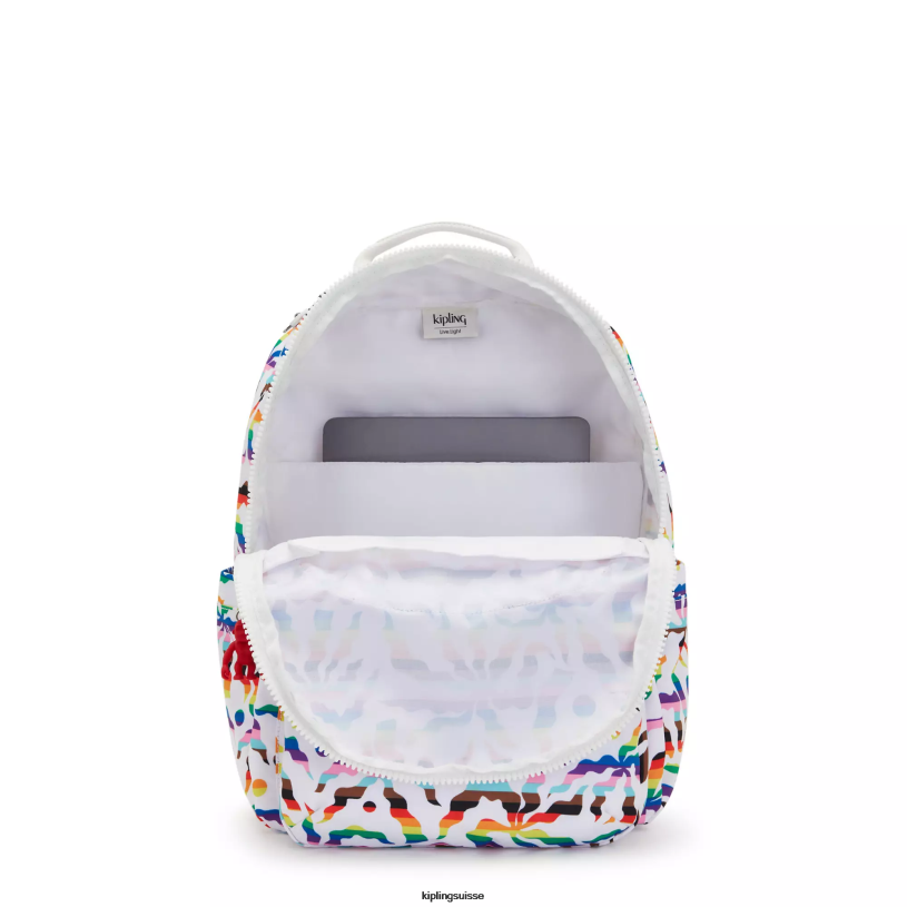 Kipling sacs à dos pour ordinateur portable palmier arc-en-ciel femmes séoul ​​grand sac à dos pour ordinateur portable 15" imprimé FPRN345