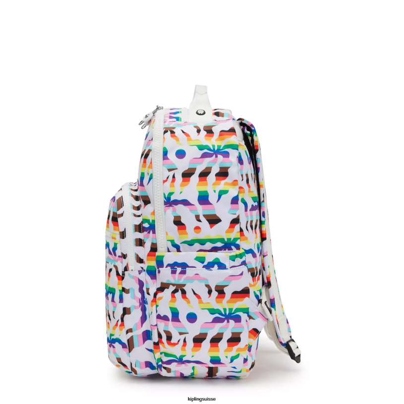 Kipling sacs à dos pour ordinateur portable palmier arc-en-ciel femmes séoul ​​grand sac à dos pour ordinateur portable 15" imprimé FPRN345