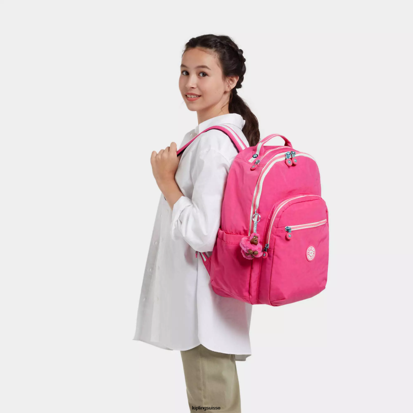 Kipling sacs à dos pour ordinateur portable rose frais femmes grand sac à dos pour ordinateur portable 15" séoul FPRN428