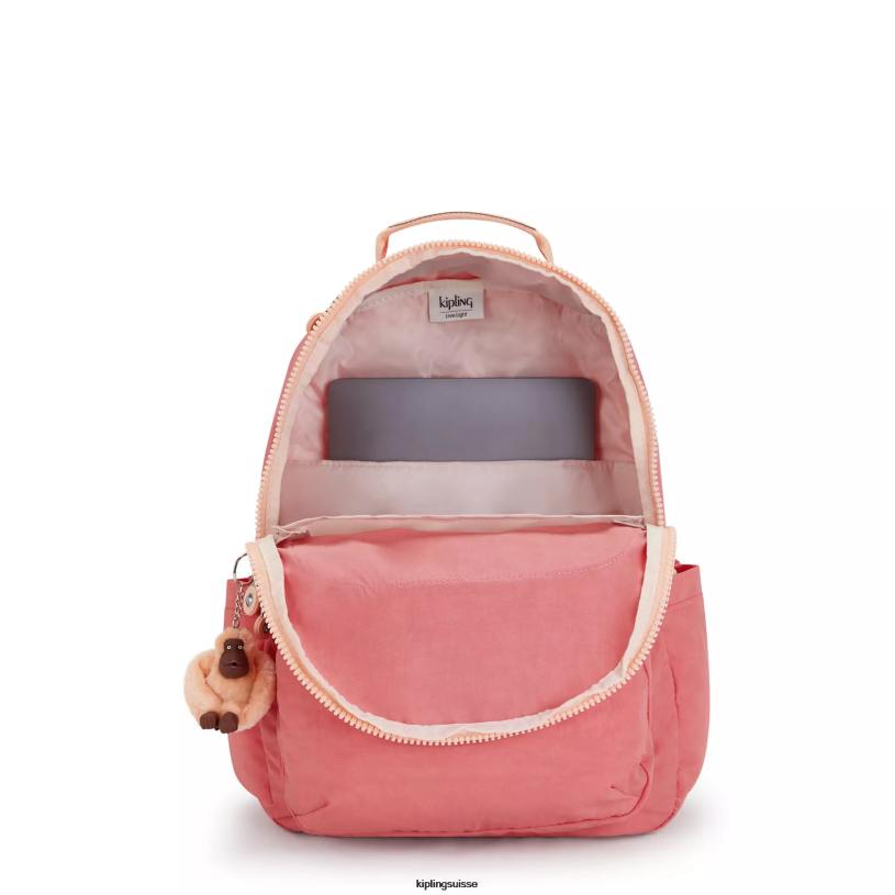 Kipling sacs à dos pour ordinateur portable rose joyeux femmes grand sac à dos pour ordinateur portable 15" séoul FPRN433