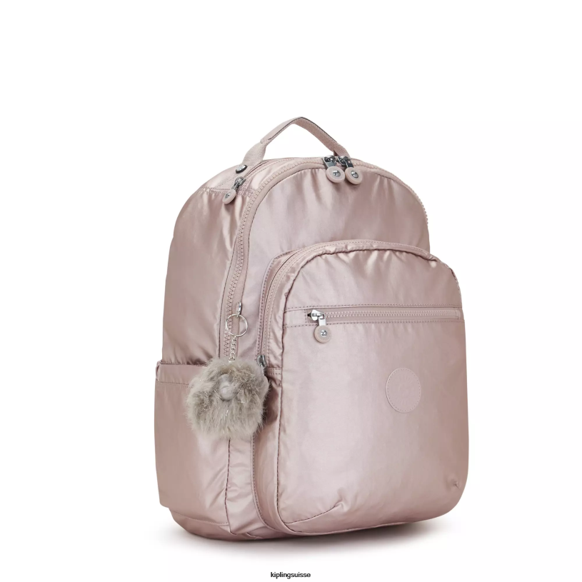 Kipling sacs à dos pour ordinateur portable rose métallique femmes séoul ​​grand sac à dos métallique pour ordinateur portable 15" FPRN461