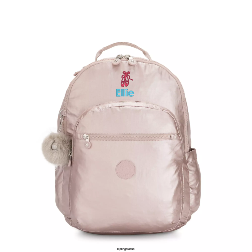 Kipling sacs à dos pour ordinateur portable rose métallique femmes séoul ​​grand sac à dos métallique pour ordinateur portable 15" FPRN461