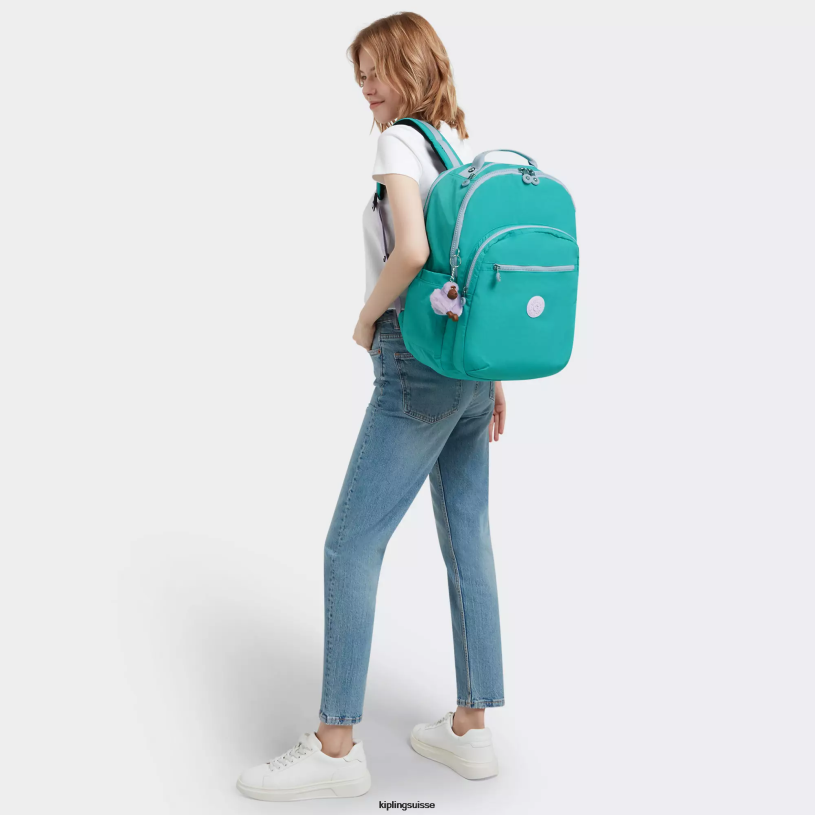 Kipling sacs à dos pour ordinateur portable surfeur vert femmes séoul ​​très grand sac à dos pour ordinateur portable 17" FPRN449