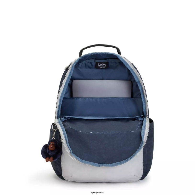 Kipling sacs à dos pour ordinateur portable vrai bleu gris femmes grand sac à dos pour ordinateur portable 15" séoul FPRN430