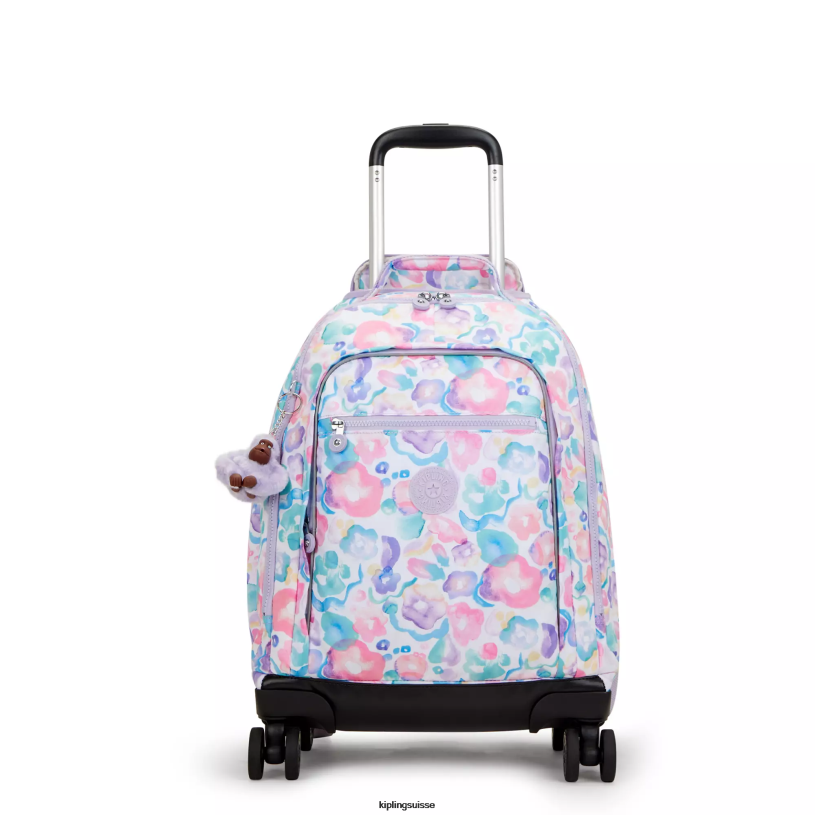 Kipling sacs à dos roulants fleurs aquatiques femmes sac à dos à roulettes imprimé new zea pour ordinateur portable 15" FPRN491