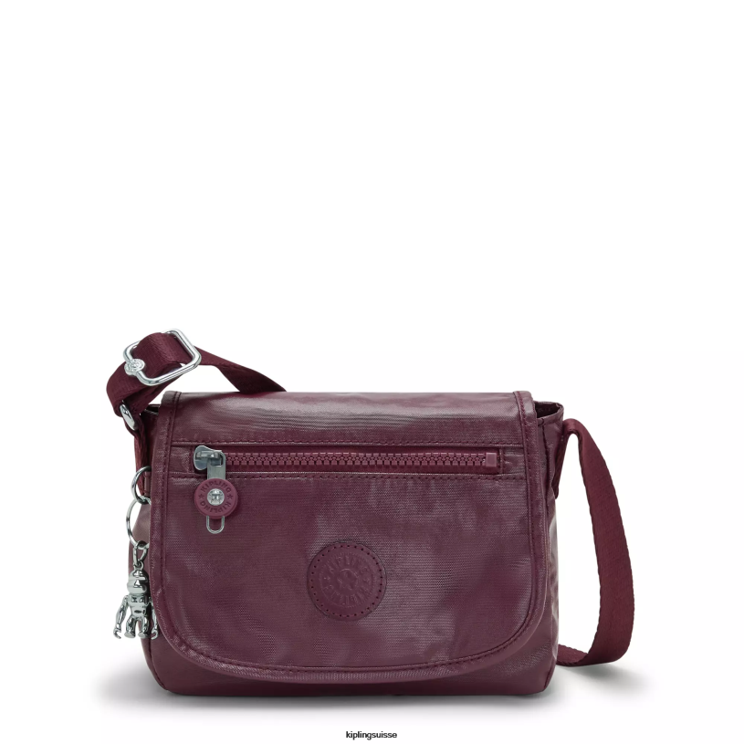 Kipling mini-sacs laque bordeaux femmes mini sac à bandoulière sabian métallisé FPRN99