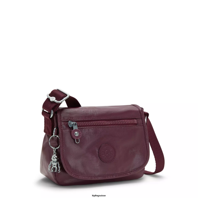 Kipling mini-sacs laque bordeaux femmes mini sac à bandoulière sabian métallisé FPRN99