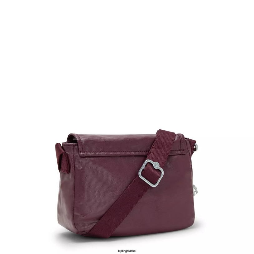 Kipling mini-sacs laque bordeaux femmes mini sac à bandoulière sabian métallisé FPRN99