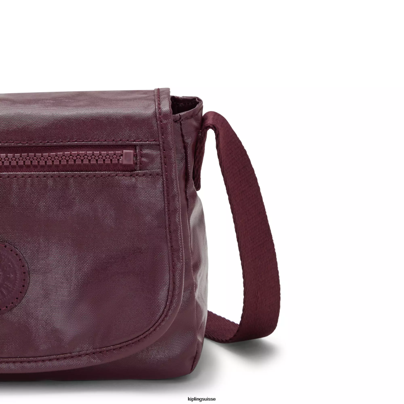 Kipling mini-sacs laque bordeaux femmes mini sac à bandoulière sabian métallisé FPRN99