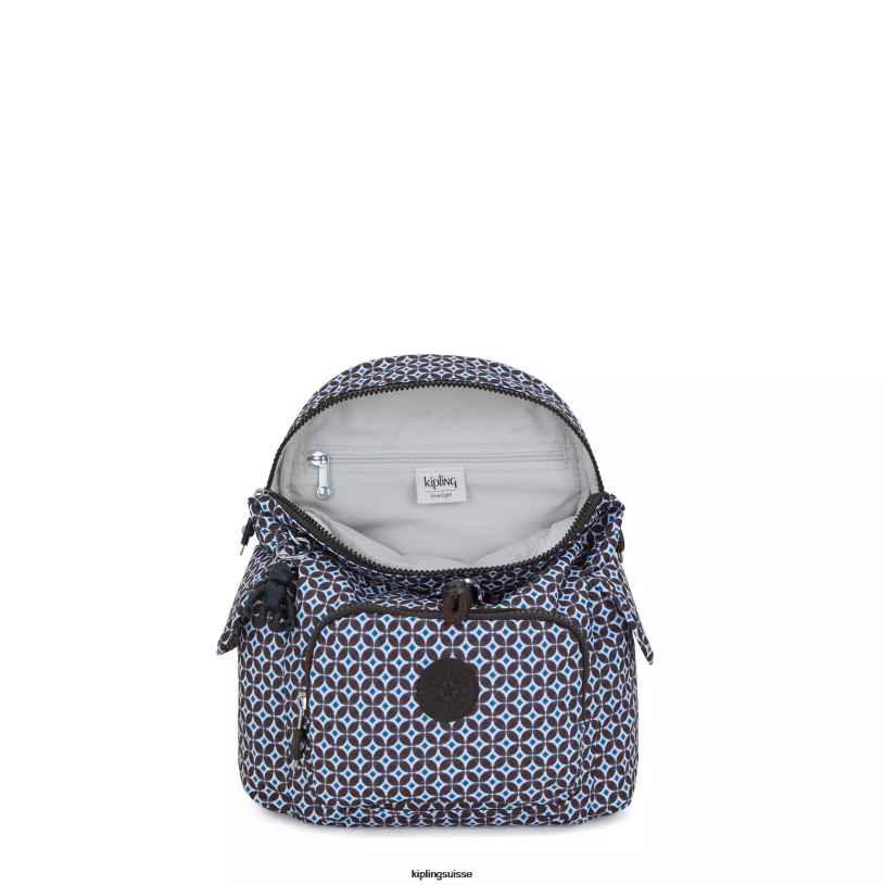 Kipling mini-sacs tuile noirâtre femmes city ​​pack mini sac à dos imprimé FPRN498